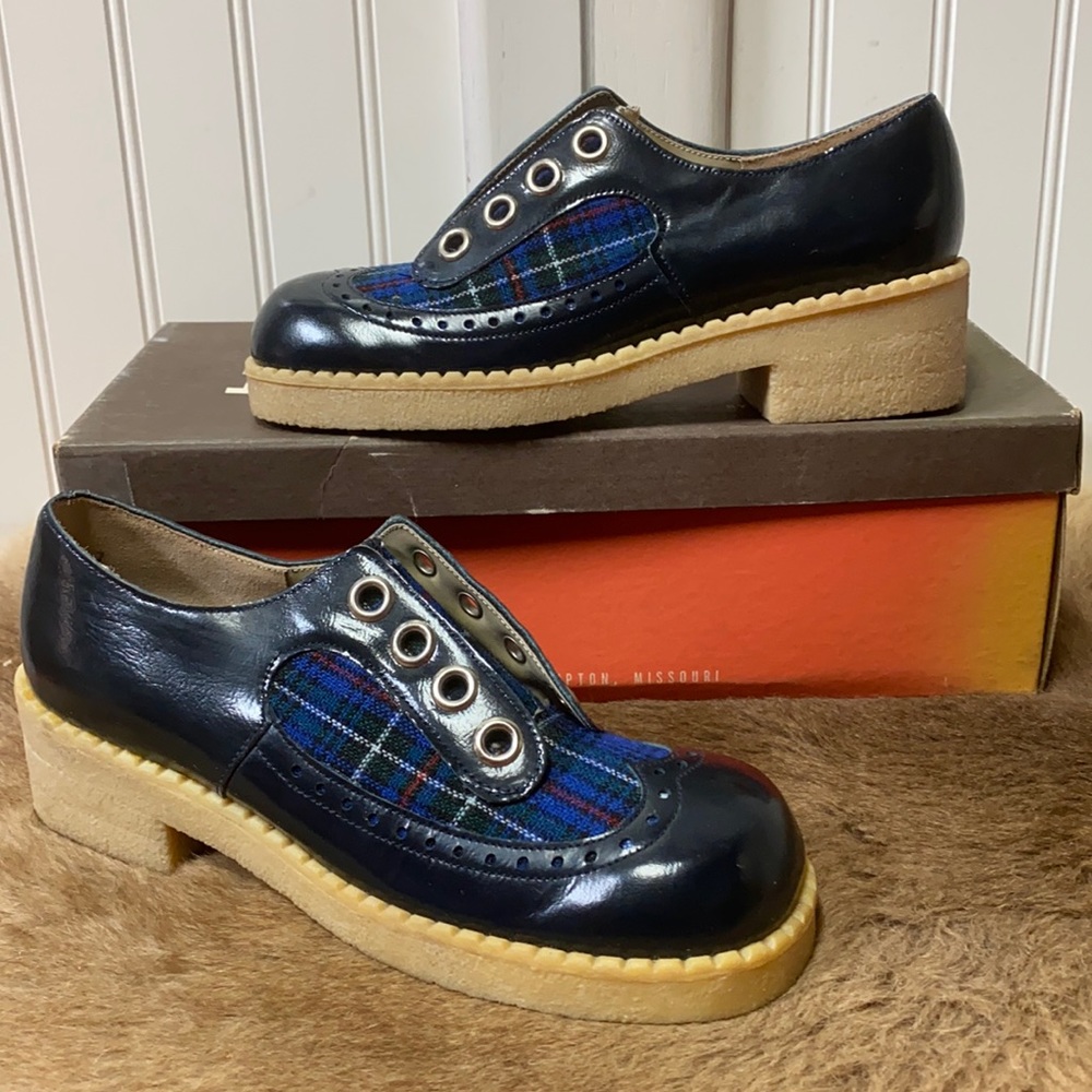 50s Vintage Weber Plaid Mod Shoes 4.5